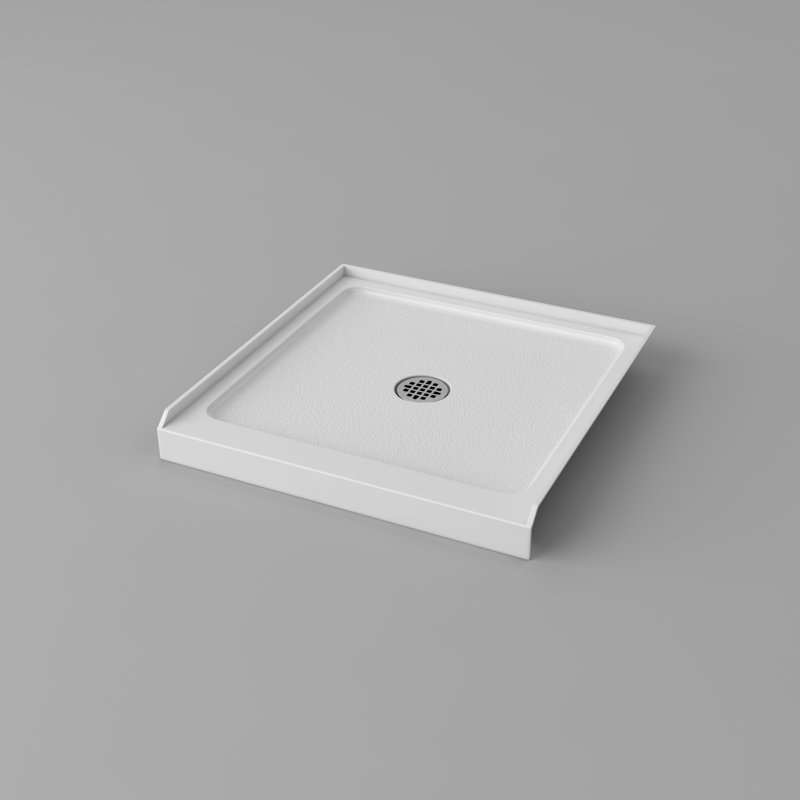 36 in. L x 36 in. W Center Drain Single Threshold Shower Base Pan With Non-Slip Textured Surface, White Acrylic Shower Base for Bathroom with Drain, White