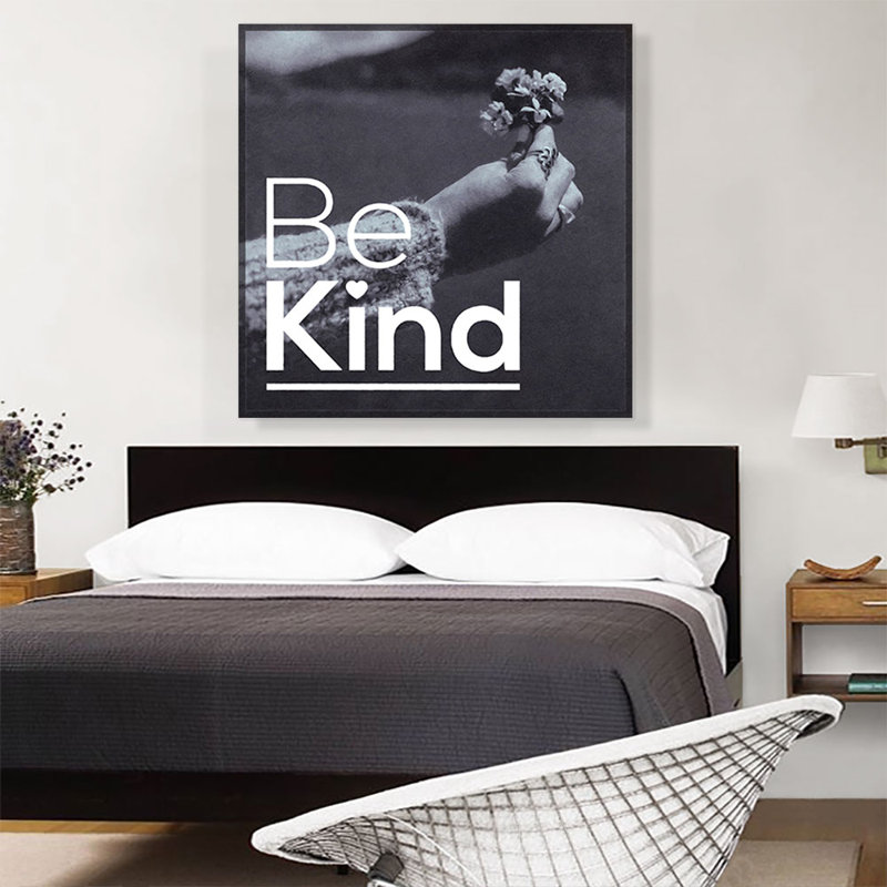 «Be Kind Motivational», reproduction d'art textuel sur toile tendue, H 36 po x l 36 po x P 0,75 po