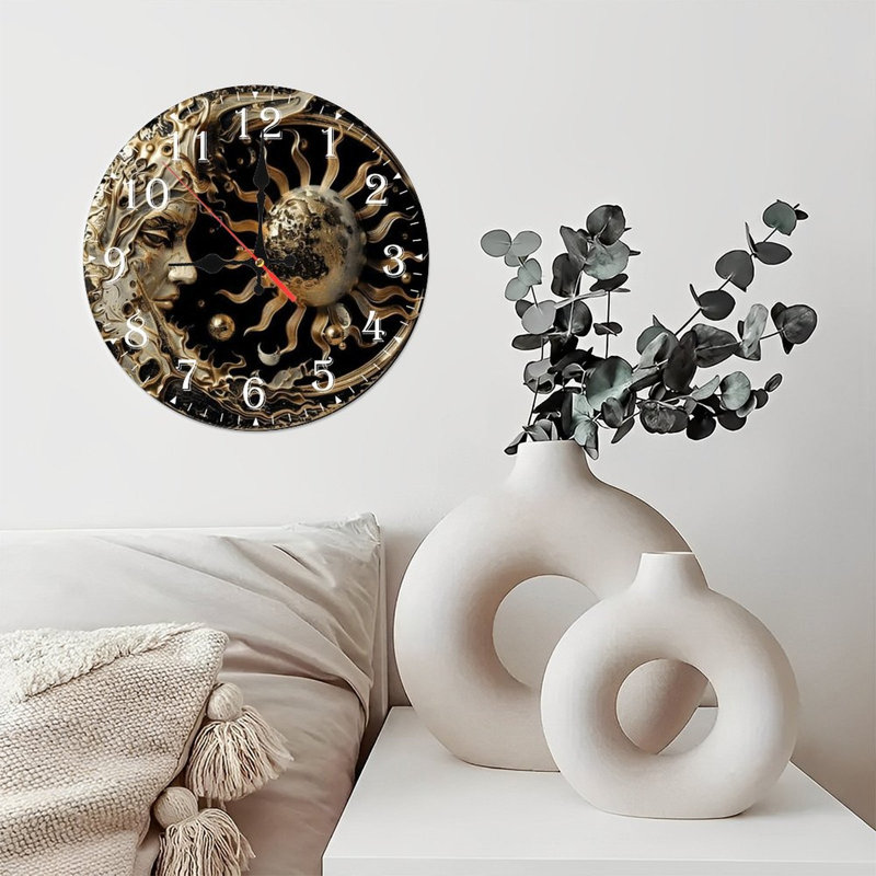 Horloge murale en bois 10 po, mouvement silencieux, à piles (piles AA non incluses), décor artistique, parfait pour les décorations