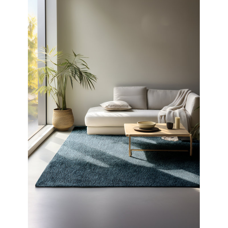 Solid Colour Machine Woven Teal Area Rug, Rectangle 160cm x 235cm