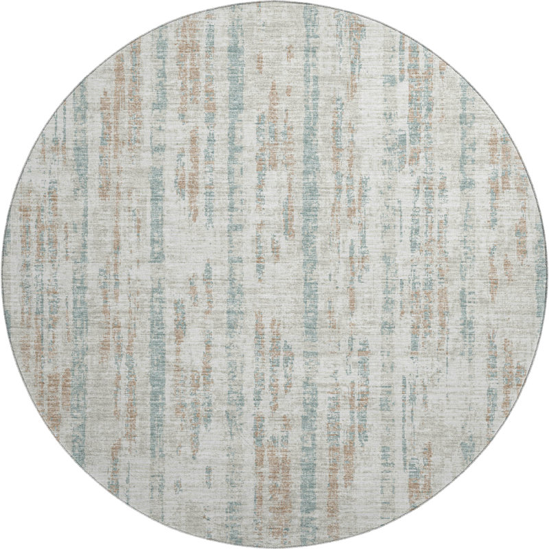 Premium Machine Washable Tiream Ivory Rug, Round 8'