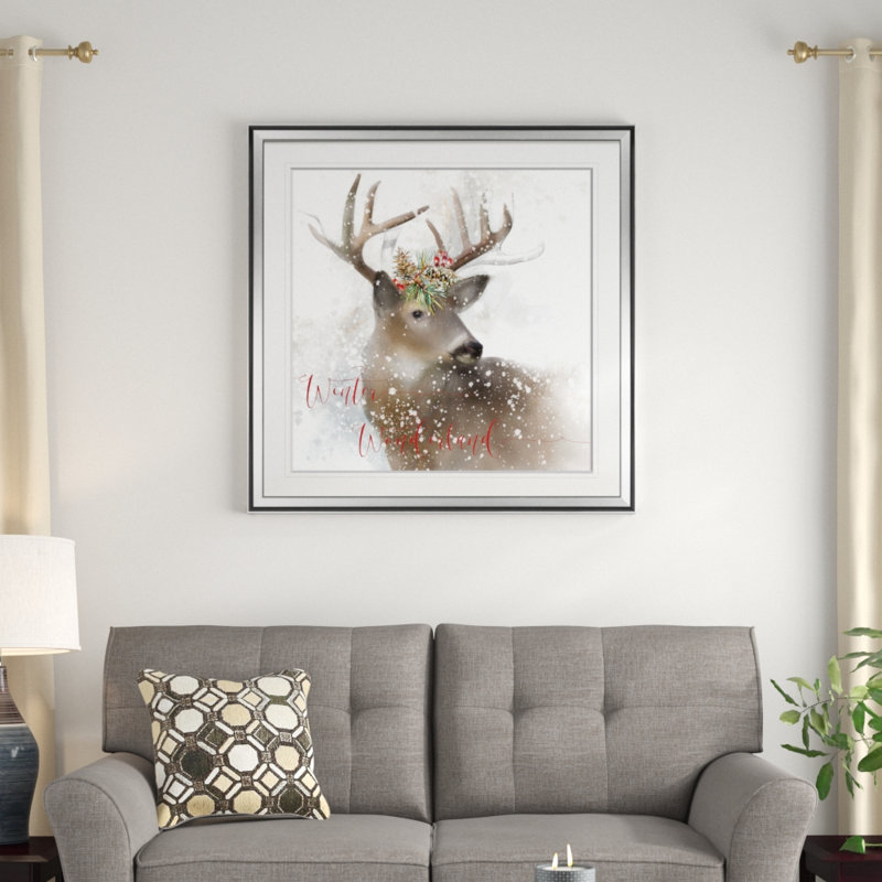 Winter Wonderland Deer - impression, H 28 po x l 28 po x P 1,5 po, argent