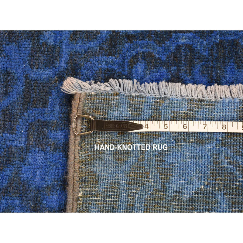 Jesslene One-of-a-Kind Rectangle 8' X 10' New Age Wool Area Rug Blue