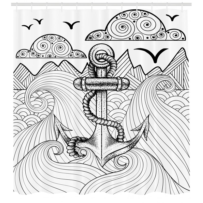 Shower Curtain with Hooks Included, 84" H x 69" W