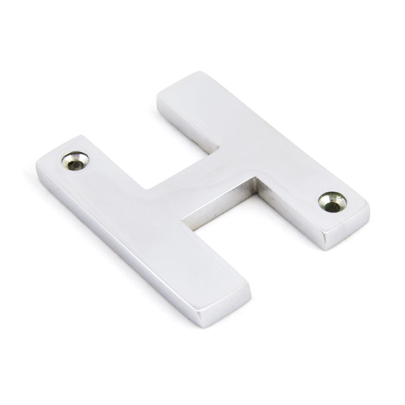7.8cm H Metal House Letter, H, Polished Chrome