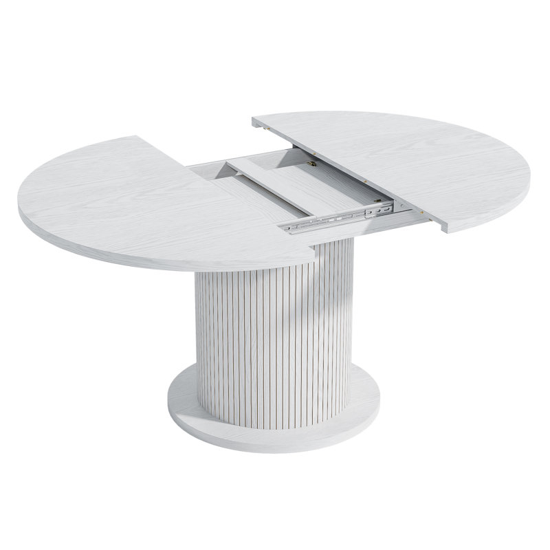 Table de salle à manger extensible ronde 43-59 "pour 4-6 personnes, table de cuisine de ferme, white