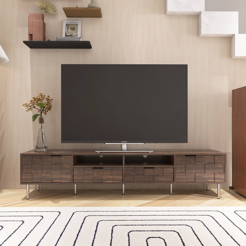 Mid-Century Modern 78.7" Width Entertainment Center, TV Stand For Tvs Up To 85", Dark Brown