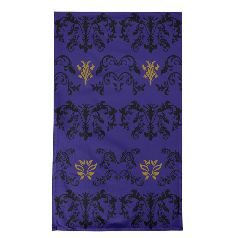 Football Baroque Pattern Tea Towel Kitchen Towel, Black/Purple/Metallic Gold