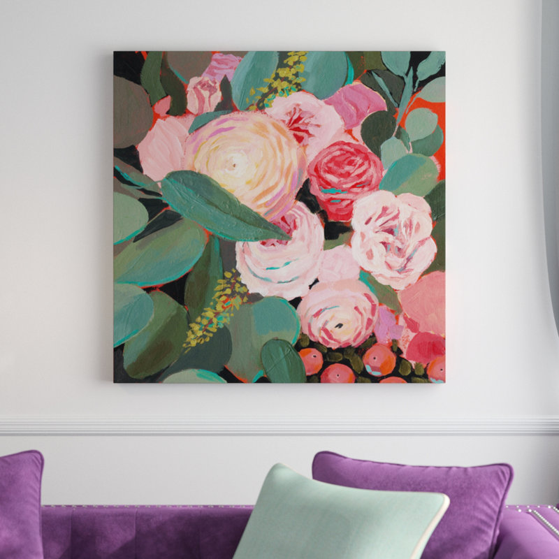 « eucalyptus bouquet ii », peinture sur toile tendue, H 18 po x l 18 po x P 2 po