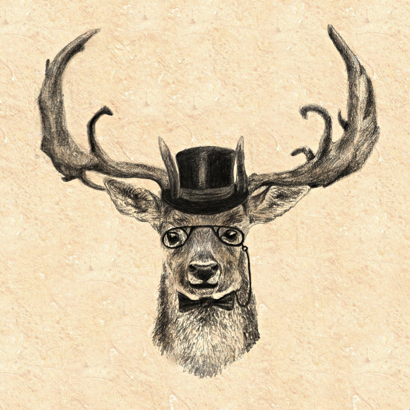 Mr Deer - impression, Toile tendue, H 12 po x l 12 po, Non