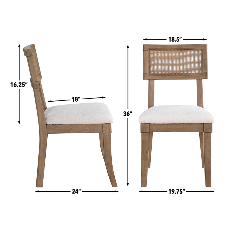 Barry Oak Wood Dining Set, 5 Pieces: Table, 4 Chairs, White/Brown/White