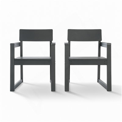 Grey HDPE Outdoor & Garden Armchairs With  Backres Modernist Designt Chairs