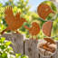 Ensemble de 5 décorations de jardin en métal rouillé avec des oiseaux, pour clôtures