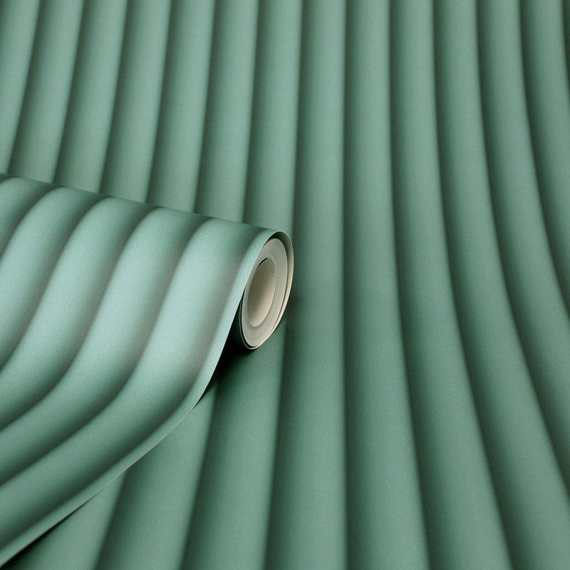 Papier peint nervuré Raiden, Vert
