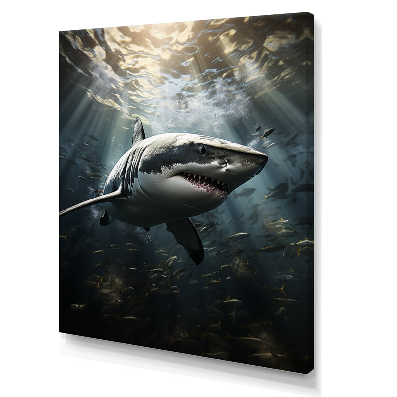 Grey Shark The Majesty - Marine Animals Large Wall Art, 32" H x 16" W x 1" D, Wrapped Canvas