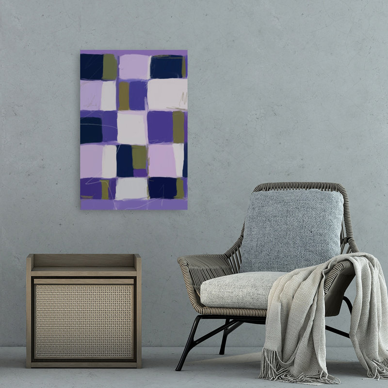 Abstract Purple Squares Abstract Bold Contemporary Lavender Lilac Violet Wall Art Print 1 Piece Wrapped Canvas Wall Art