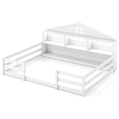 Lit double sur pied Montessori avec lumières DEL
