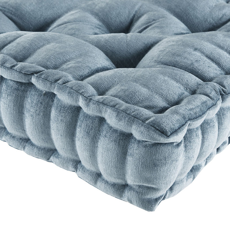 Coussin de sol carré en poly chenille turquoise 20 po x 20 po, Turquoise