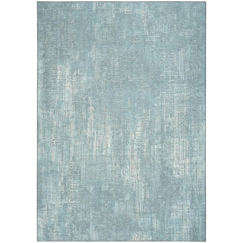 Tapis d'intérieur moderne vert 5 pi x 7 pi Nourison Botanical Washables, Rectangle 5 pi x 7 pi, Vert