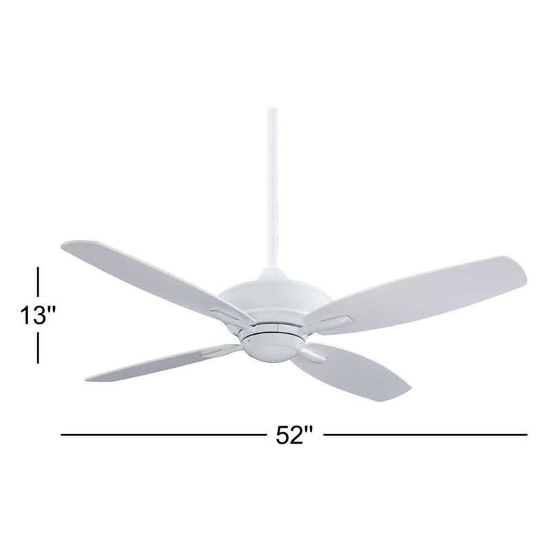52" New Era 4 - Blade Standard Ceiling Fan with Remote Control, White with White Blades