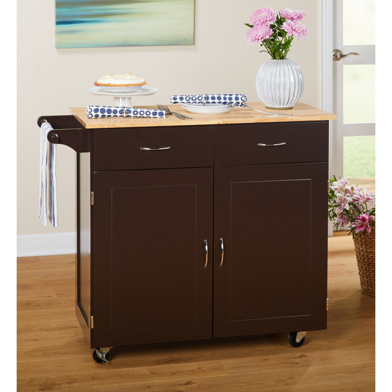 Sammons Solid Wood Top Kitchen Island, Espresso