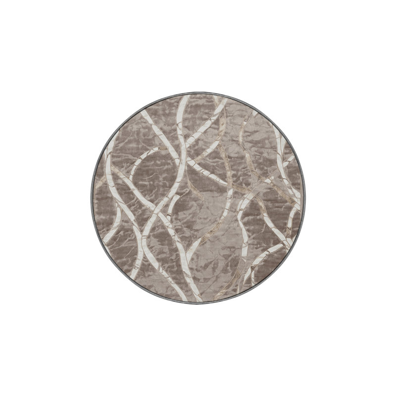 Tapis gris soyeux et moelleux, Rond 8 pi