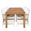 Ensemble de salle à manger d'extérieur 5 pièces en bois, table rectangulaire de 170 cm de long avec 4 chaises en rotin pour piscine, jardin, terrasse, style naturel