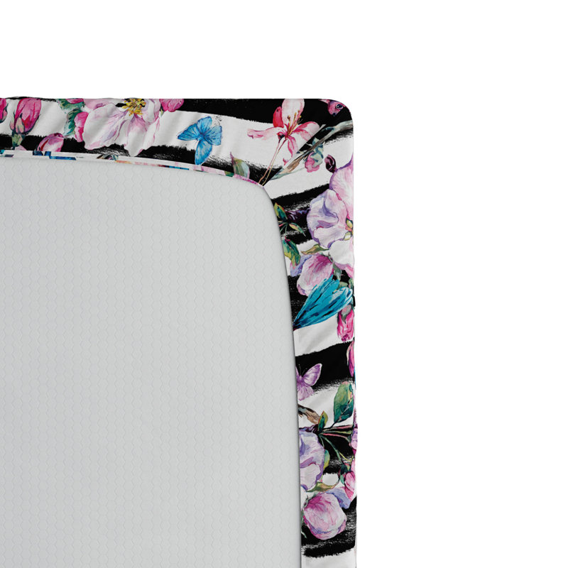 Microfiber Floral Fitted Sheet, Twin Fitted Sheet