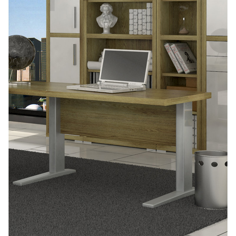Stampa Writing Desk, 70cm H x 150cm W x 80cm D, Brown/Silver
