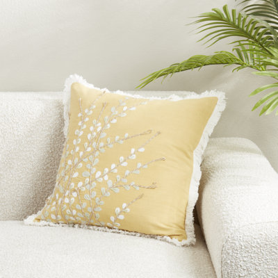 Elegant Embroidered Floral Pillow