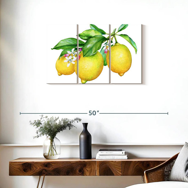 Yarlin 3 citrons et fleurs, H 20 po x l 33 po