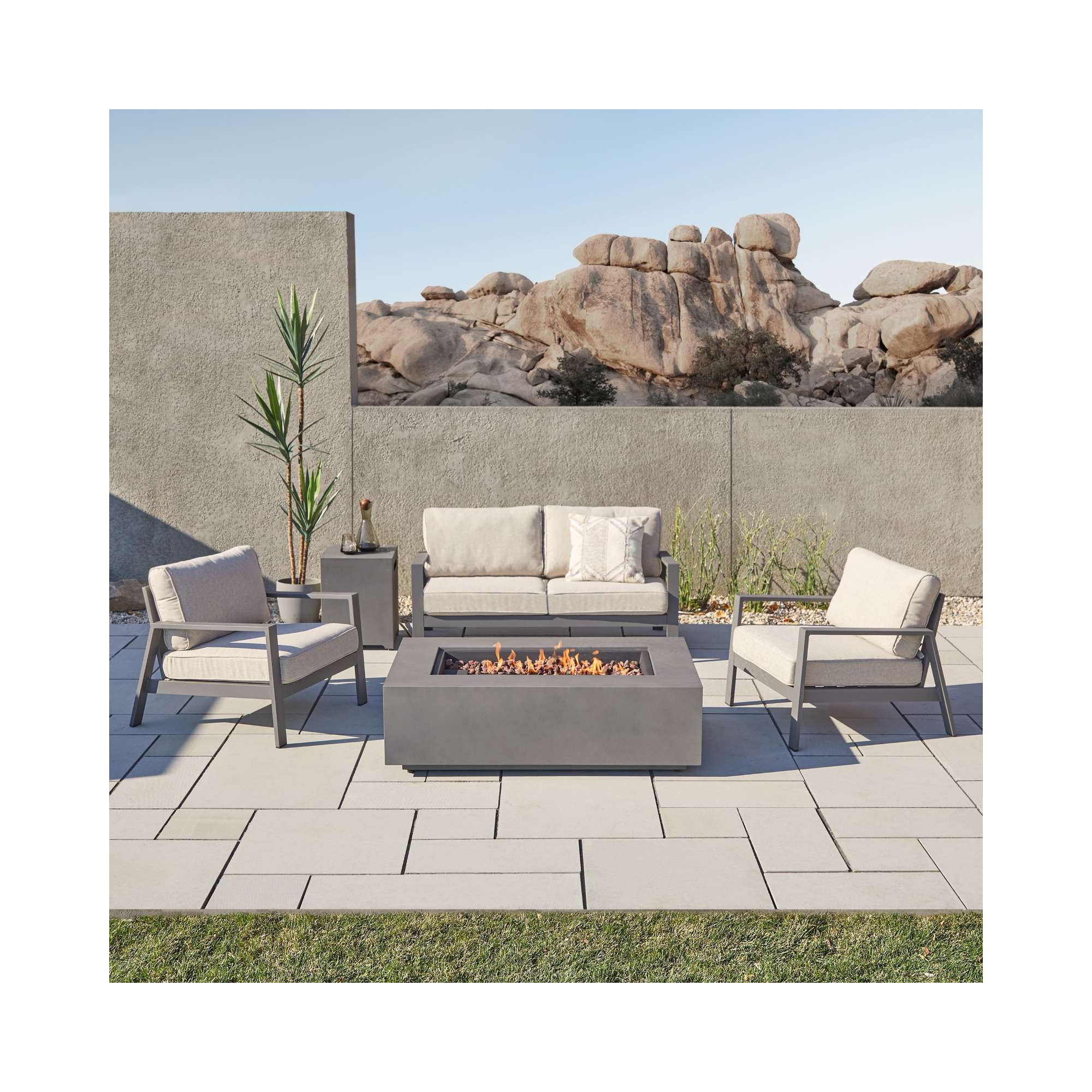 Aegean 30" Metal Outdoor Chair With Cushions by Real Flame