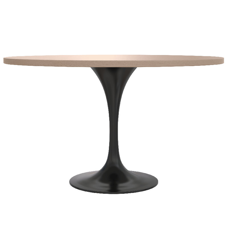Table de salle à manger ronde 48 po avec plateau en panneau de fibres à densité moyenne Houndton et 2 pi., Clair naturel