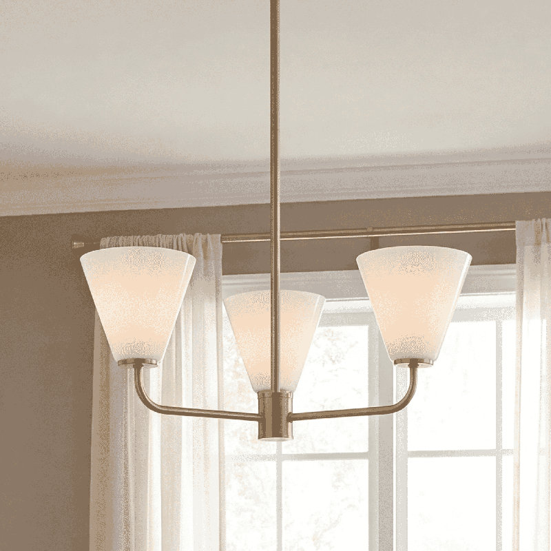 Lustre Hashimoto , Laiton, H 9 po x l 24 po x P 24 po, 3 lumières