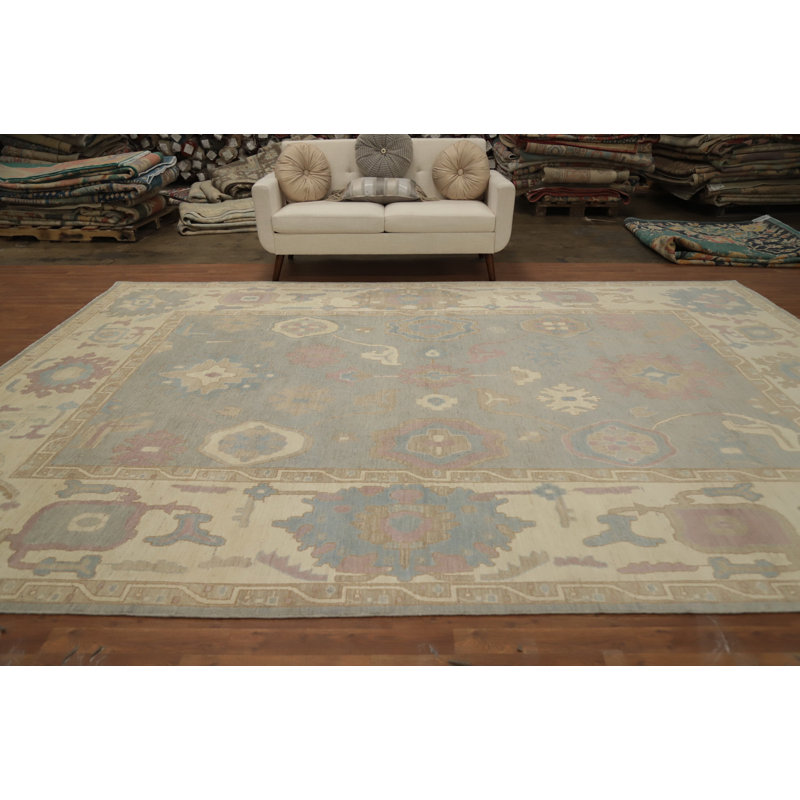 Tapis gris en laine Oushak 10x14