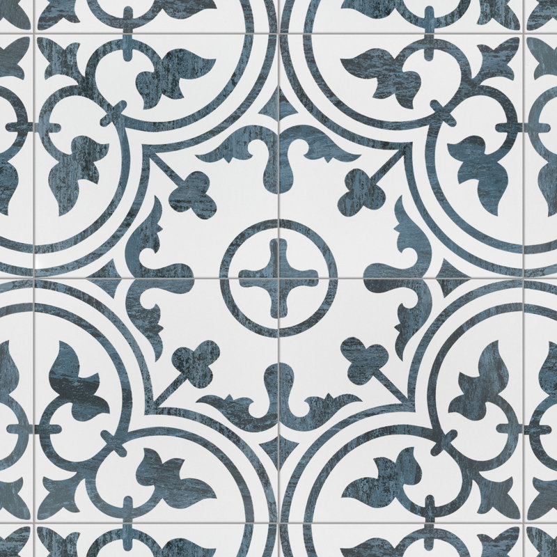Cassis Arte 10" x 10" Porcelain Patterned Wall & Floor Tile, Black