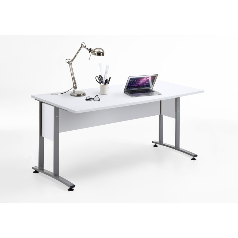 Cepeda Metal Base Desk Shell, Weiß/Grau, 75 cm H x 160 cm B x 80 cm T