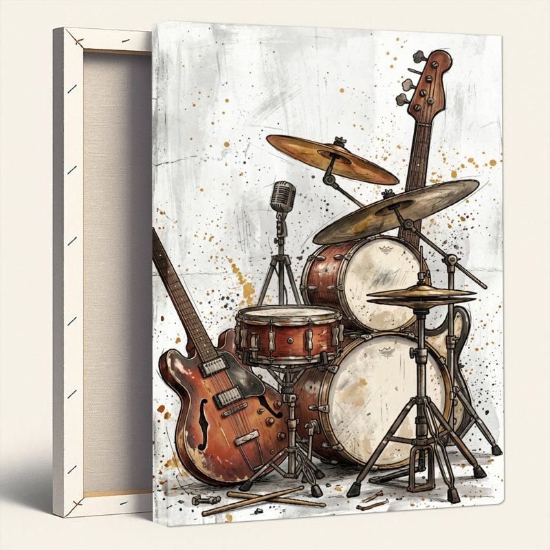 Ensemble de 1 tableau sur toile représentant des instruments de musique, 24"H x 16"W, Wrapped Canvas