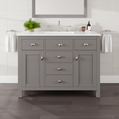 Artemis 42 in. Oak Single Sink Bath Vanity with Engineered Stone Top and Undermount Porcelain Sink