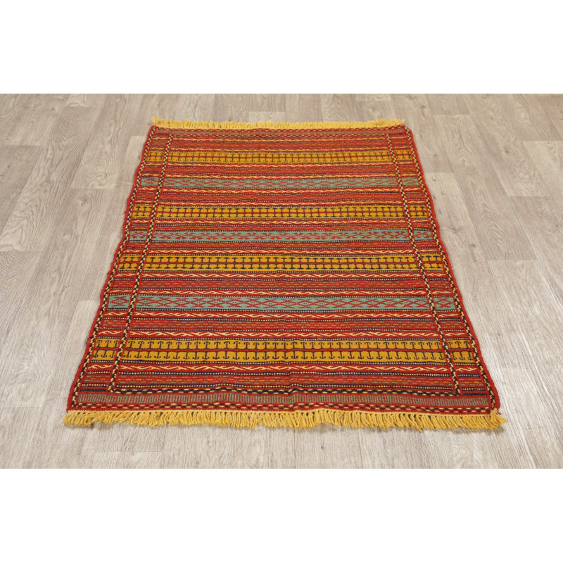 Tapis unique en laine noué à la main beige et brun de style années 2010 de 3 pi 3 po x 5 pi 2 po Turkan