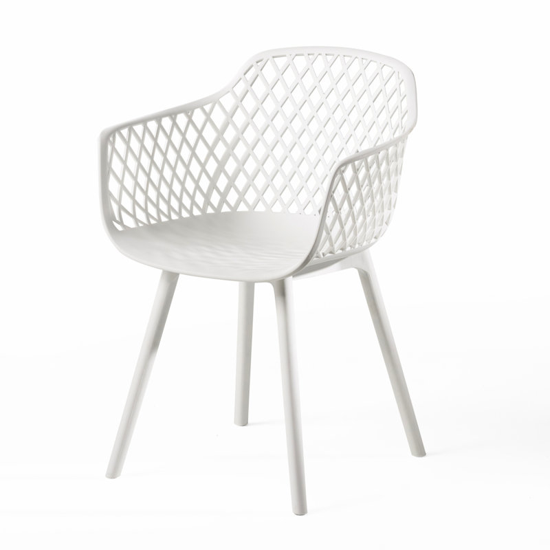 Poppy Chair Outdoor Dining Furniture - White Polypropylene, Weather-, Stable Seat Utility, Diamond Mesh Shape, Modern Assurance Of Utility Level Chair In Make, Feature, Excellent-Grade Quality