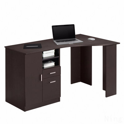 Classic Office Desk With Storage, Espresso