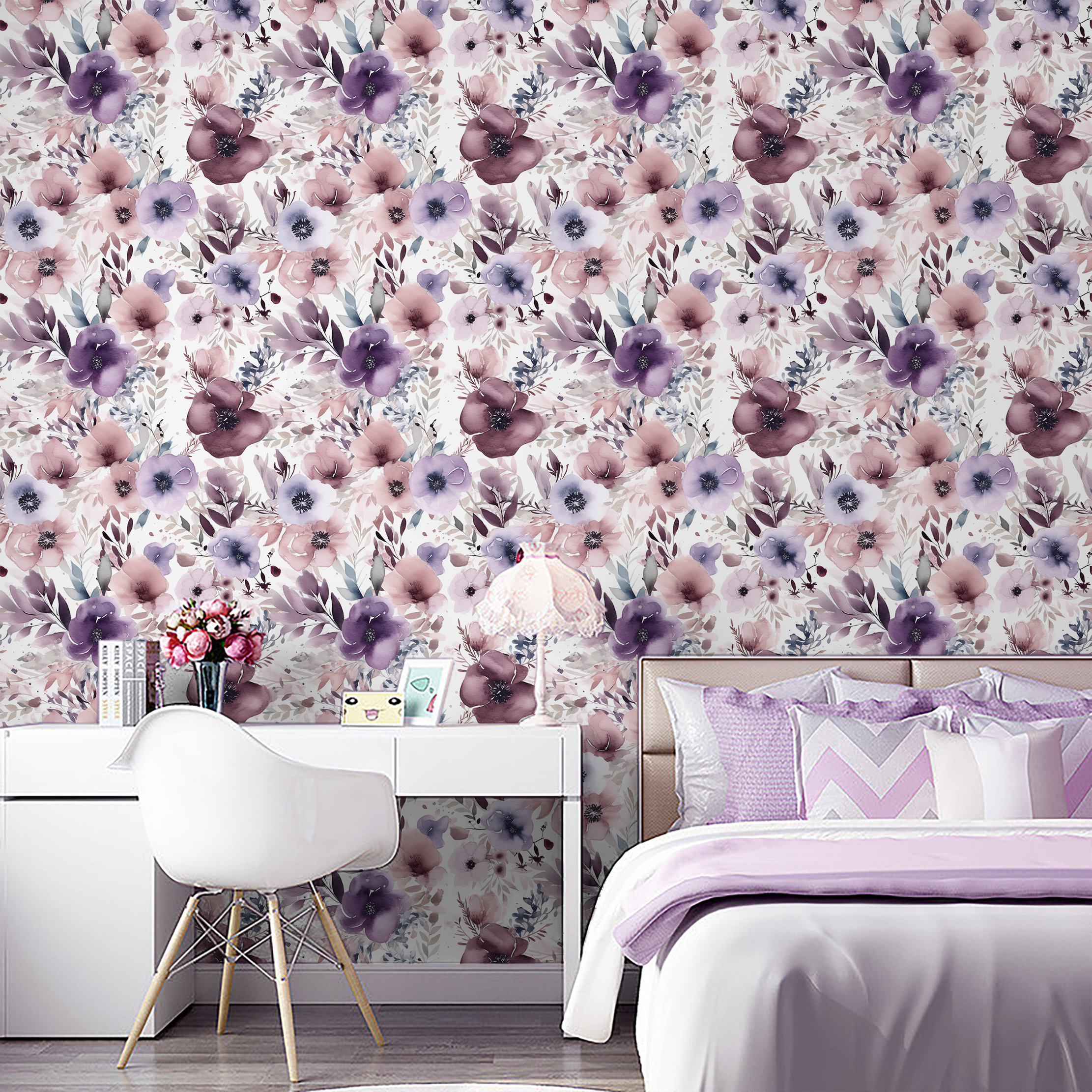 Red Barrel Studio® Arragon19.7' x 17.7" Peel and Stick Wallpaper Purple ...