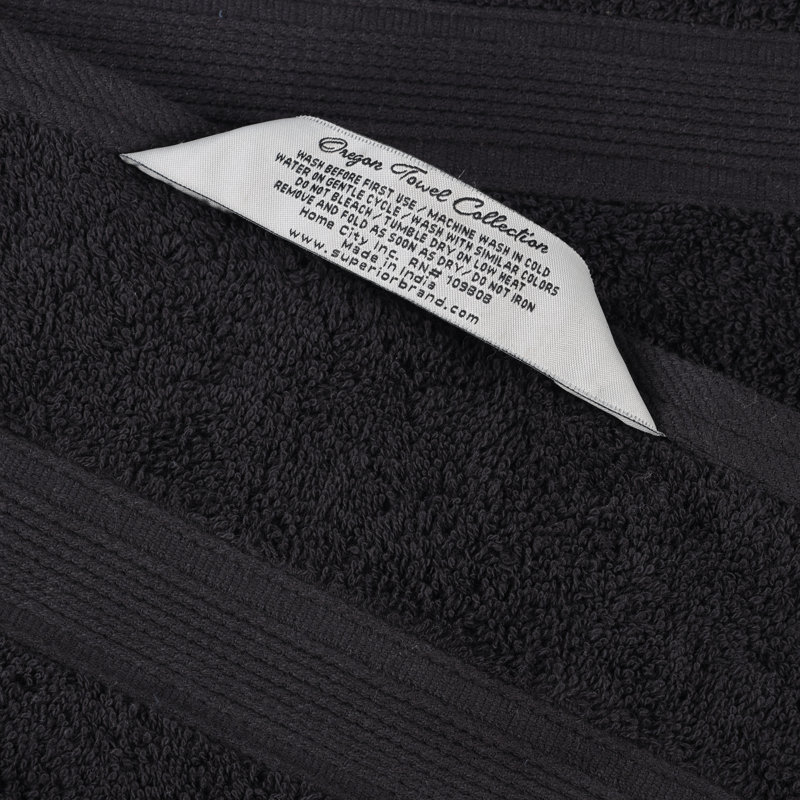 Blue Nile Mills Pure Earth Organic Cotton Face Towels, Set Of 12, Black