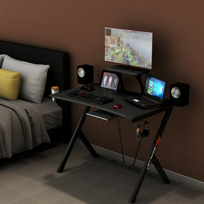 Annehilde Curved Metal Base Computer Desk