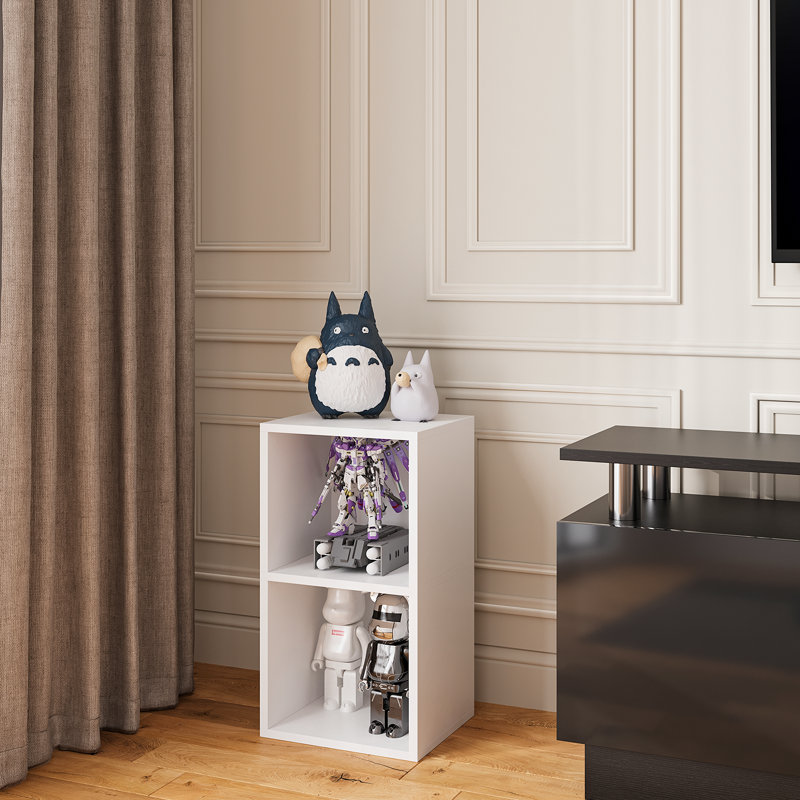Narielle 11.8"W Narrow Bookcase, White, (2 Shelves) 24"H x 11.8"W x 9.3"D
