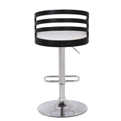 Modern Wood Back Adjustable Swivel Bar Stool with Cushion