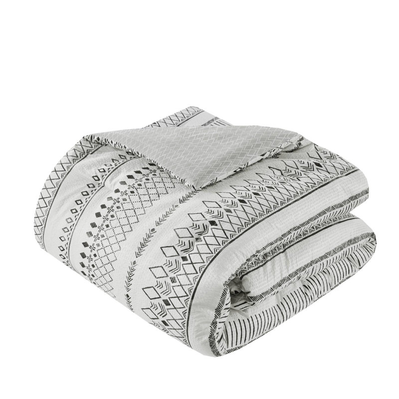 Full Gray Microfiber Reversible Comforter Set with Decorative Pillows