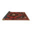 Tapis rouge / noir en laine / polyester tissé à la machine de style Sud-Ouest-818444463