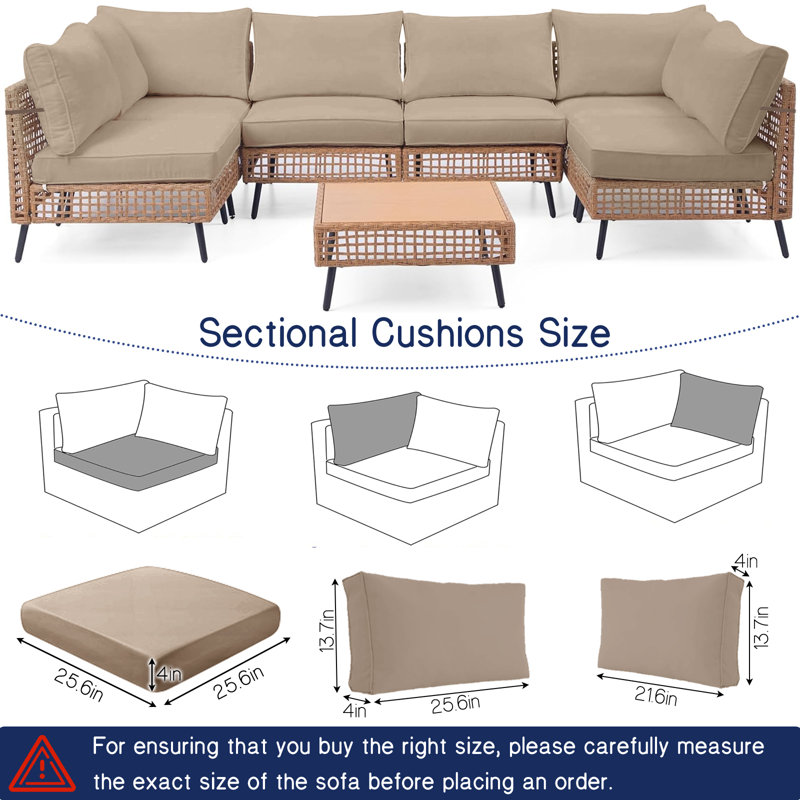 Outdoor Sectional Cushions, Outdoor Cushions For Patio Furniture Replacement, Waterproof Patio Furniture Cushions, Patio Sectional Cushions For Outdoor Sofa(14Pcs)